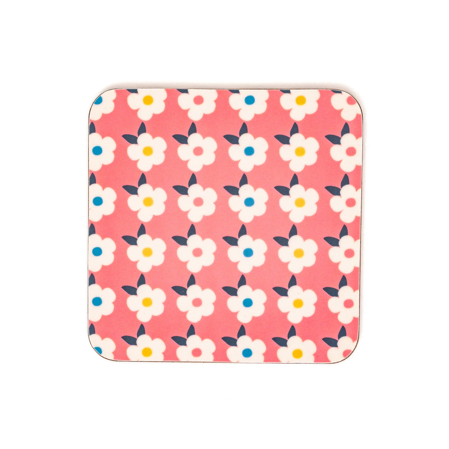 Retro Floral Coaster Beautiful Rose Pink 