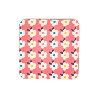 Retro Floral Coaster Beautiful Rose Pink 